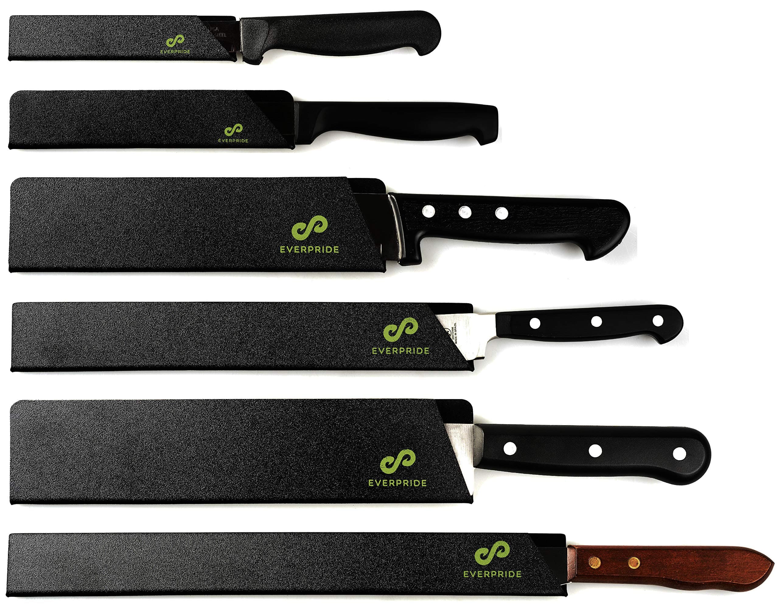 Chef Knife Sheath Set (6-Piece Set) Universal Blade Edge Cover Guards for Chef’s and Kitchen Knives – Durable, BPA-Free, Felt Lined, Sturdy ABS Plastic – Knives Not Included