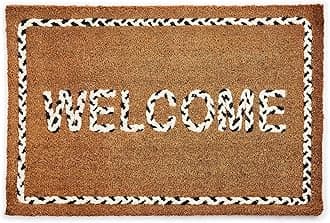 MACKENZIE-CHILDS Braided Welcome Entrance Mat, Decorative Outdoor Coir Doormat, 24" x 36"
