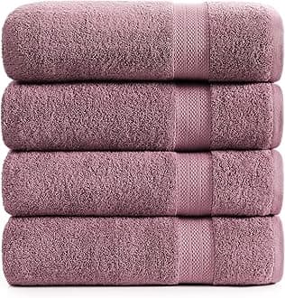LANE LINEN Premium Bath Towels Set of 4 (28"x54") - 100% Ring Spun Cotton Bathroom Towel 4 Pack - Quick Drying, Super Soft, Durable & Absorbent Large Towels Set - Oeko Tex Certified - Wistful Mauve