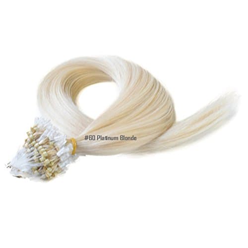 Micro Loop Ring Remy Human Hair Extensions-#60 Platinum Blonde-0.8g*20 strands-Grade AAA