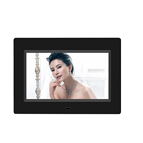 Digital Photo Frame, High Resolution LED Display Remote Control Picture Frame 7" HD Wide Screen Alarm Clock Calender MP3 MP4 Movie Player Black