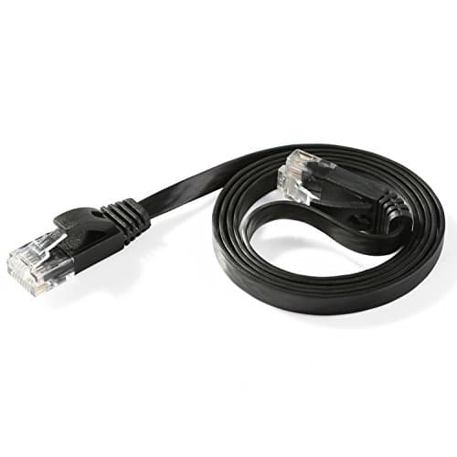 Hexagon Network - Ethernet Cable Cat6 Flat 3ft Black, Network Cable Cat 6 Flat Slim Ethernet Patch Cable, Internet Cable With Snagless RJ45 Connectors - 3 Feet Black