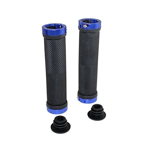 Double Lock On Locking Handlebar Grips for Cycle Bicycle MTB Mountain Bike BMX Folding Bike (Blue)