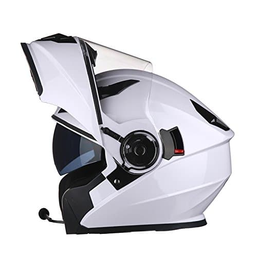 YRTK Motorcycle Helmets Men's Full-Face Helmets Cover With Bluetooth Four Seasons Flip-Up Helmets Hard Hat Electric,A-XXL(59-60cm)