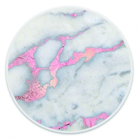 Customized Pop Grip Socket, Prevent Phones from Dropping,Expanding Stand Grip for iPhone,Smartphones and Tablets - Rose Gold Pink on Grey Marble Metallic Foil Style White