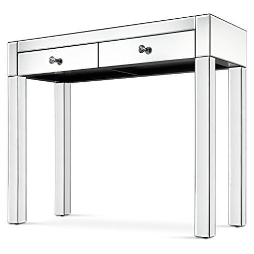 Mirrored Hallway Console Table with Two Drawers, Beveled Glass