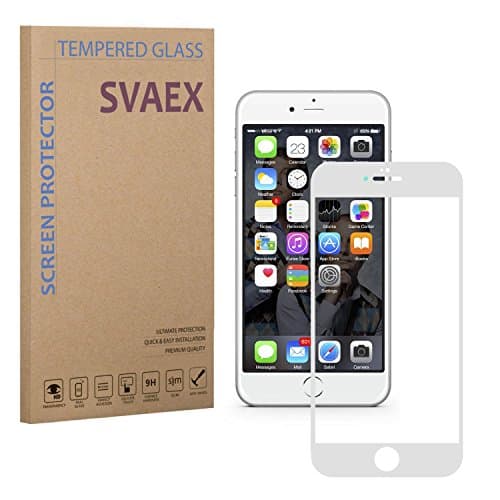 SVAEX iPhone 6 Plus / 6S Plus Full Cover Premium Tempered Glass Screen Protector - White - 0.3mm - HD Transparency - Oleophobic coating - 2.5D Round Edges - Delicate Touch - Japanese Glass