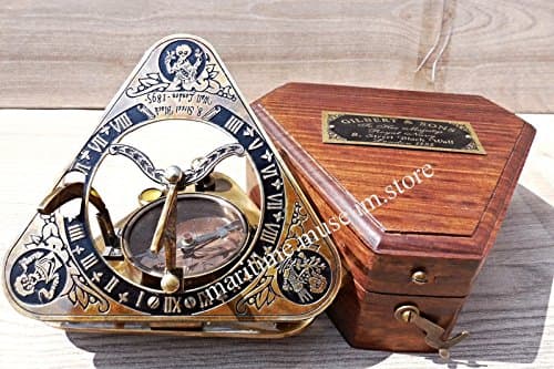 Handmade Triangular Sundial Compass With spirit level, lockable direction point. C-3012