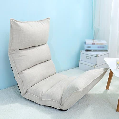 Backrest Adjustable Lazy Sofa Single Foldable Small Sofa Chair Bed Living Room Reading Bedroom Balcony , 5 Colors, 124*50cm ( Color : Creamy white )