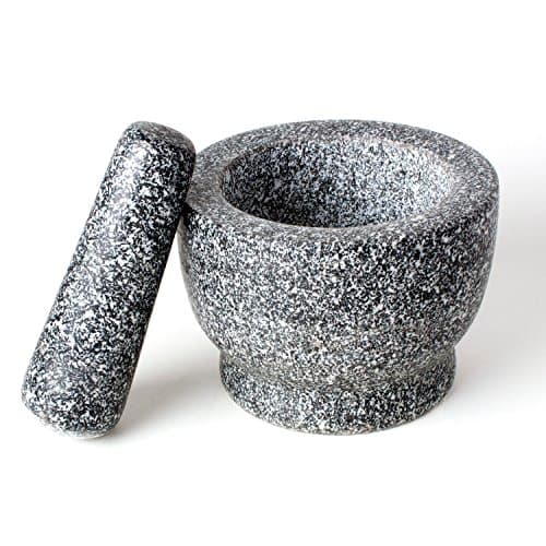 Premium Solid Granite Stone Mortar and Pestle Large 14cm x 10cm - Grey/Black - Schukaps Home -