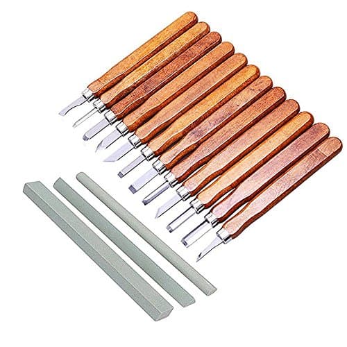 Devolare 12pcs Wood Carving Chisel Set | Knife Tools Kit with 3 Whetstones Bonus - Useful for Beginners, Woodworking, Carpentry