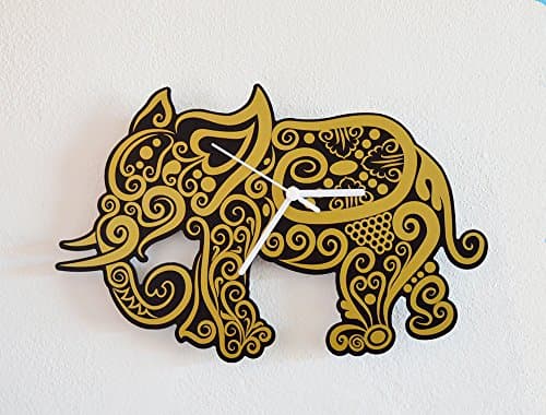 Tribal Elephant Silhouette - Wall Clock