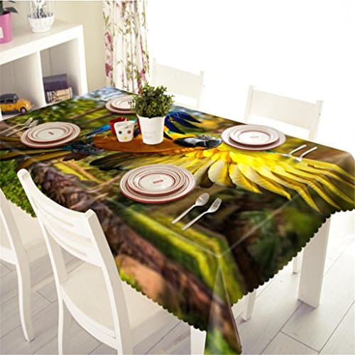 Tablecloth 3D Parrot Visual space Digital printing Tasteless Dust-proof Table Top Cover Wedding Party Decorative Kitchen Dinner Table Cover , e
