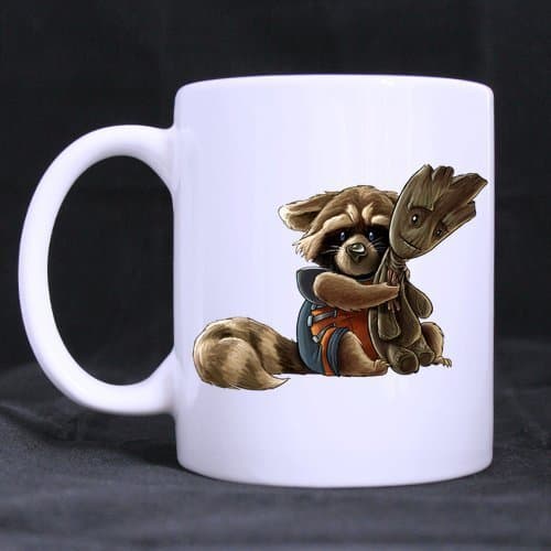 Rocket Raccoon and Groot Customized Design White Mug Coffee Mug Creative Milk Mug Personalized Tea Cup 11OZ