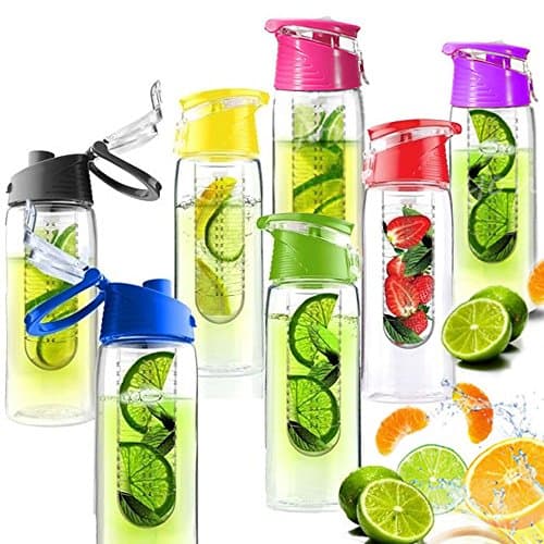 Fruit Infusing Water Bottle with Fruit Infuser and Flip Lid | 7 colours | (Blue) | WIMPORTS (TM)