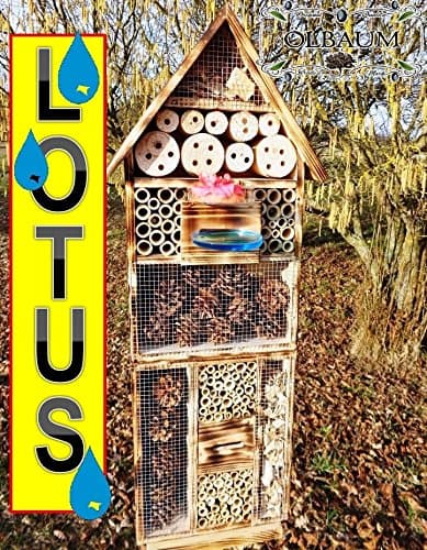 'Rustic Garden Decorative Nesting Box 50 cm Hell Flame Design For Ladybug Butterfly Insect Hotel with Trough SDV Holo OS And Feeder, with a special surface coating "Lotus, Bird Feeding Station as Addition For Tit Box or for Birdhouse Bird Feeding Station Bird Feeder Insect House – Insect Hotel, Butterfly, Ladybird Ladybug Ladybird Box House House Butterfly Garden Decoration