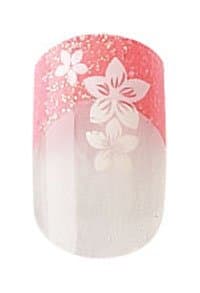 Bundle 3 Items: Party Nails Pre-glued 2x Sets of 12 Nails Each Pack Total of 24 Nails in Color Peachy Tip White Flower Sparkle #88526 + A-viva Eco Nail File