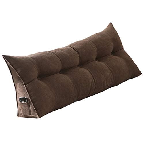 Triangular wedge Bed backrest pillow,Large big Washable Bedside back cushions,Three-dimensional Headboard cushion,Solid color Tatami Reading backrest cushion-Coffee color 80x50x20cm