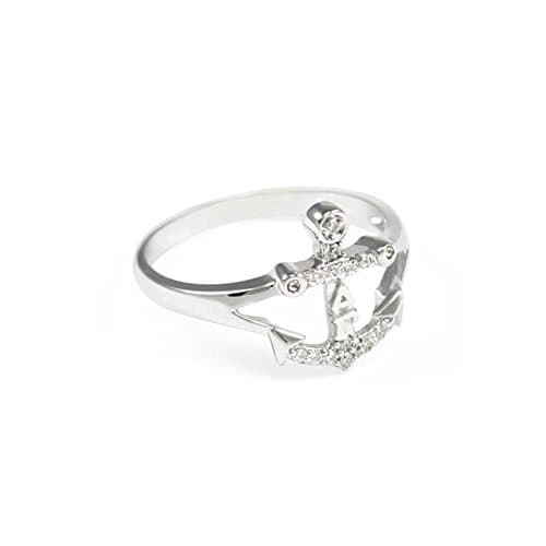 Delta Gamma Anchor Ring with Lab-created Diamonds Size 9