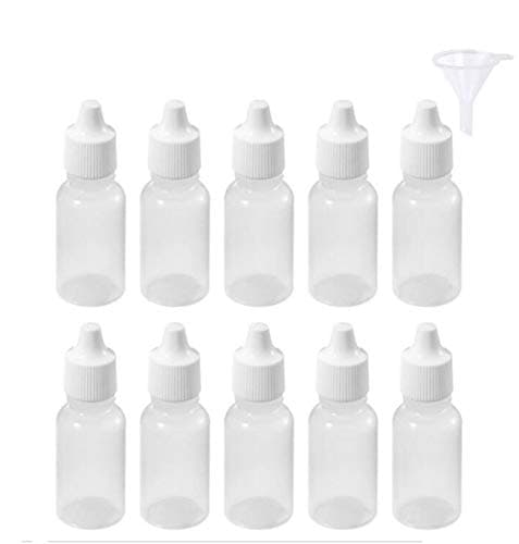 KeCool 30ml Empty Refillable Dropper Bottle Plastic Squeezable liquid Bottle Drop Eye Liquid Squeezable LDPE juice Oil Bottle Container with Childrenproof Cap (White, 10 Packs)