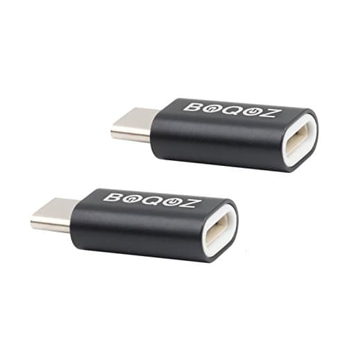 Lightning to USB-C Type-C Adapter 2-Pack, BOQOZ 8-Pin iPhone Cable to Android Devices Charge and Sync Convertor for Galaxy S8/S8 Plus Note8, all Type C Devices via Lightning Cable (Black)