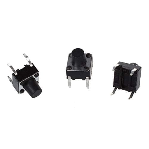 REES52 20 x Black PCB Momentary Tactile Tact Push Button Switch 4 Leg DIP 6 x 6 x 7mm