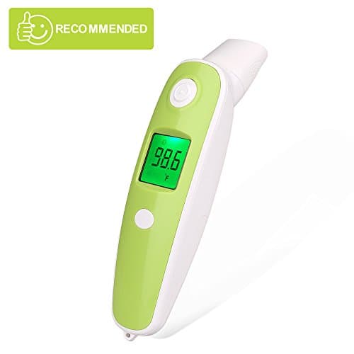 BuySevenSide Ear Thermometer with Forehead Function,Digital Laser Infrared Thermometer Temperature Gun Instant Read Accuracy Professional Temperature for Children and Adults with Fever Indicator