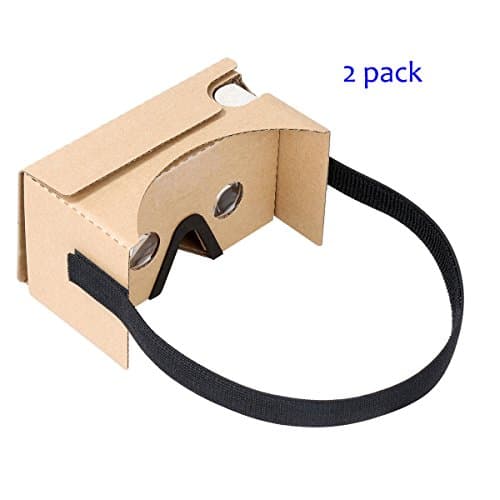 Google Cardboard V2 by IHUAQI with Headstrap 2 Pack Fully Assembled Compatible with Android and iPhone Up to 6inch including Comfortable Nose Foam and Forehead Pad