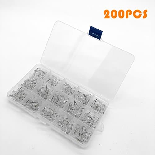 Clear Push Pins, Coofficer Thumb Tacks with Sharp Steel Points 3/8 Inch, Used on Wall,Photos,Cork Boards or Maps (Clear Color, 200 Per Box)