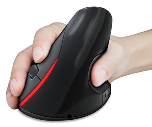 Lorem 2.4G Wireless Vertical Ergonomic Optical Mouse Computer Mice, 800 / 1200 / 1600 DPI, 5 Buttons, Black