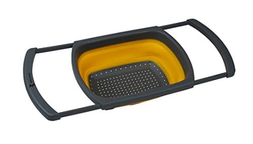 Kitchen Candy Collapsible Over the Sink Colander/Strainer, Orange
