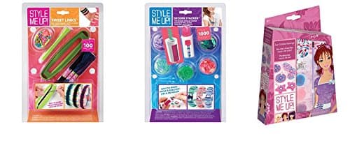 Style Me Up! 3 Pc. Set -Suncatcher Earrings, Sequin Stacker Jewelry Maker Kit, and Sweet Links Woven Bracelet Maker