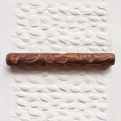 Ceramic Wood Hand Rollers, Pottery Texture Roller, Clay Pattern Stick, Leaf