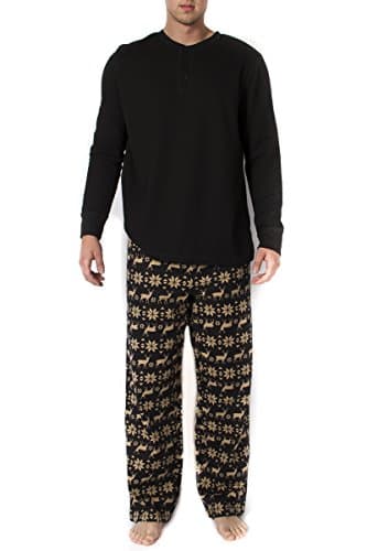 Mens 2pc Long Sleeve Pajama Set - Black (Medium)
