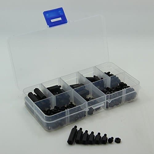 2 Pack M3 120pcs Nylon Hex Spacers Screw Nut Stand-off Plastic Accessories Assortment (Black)