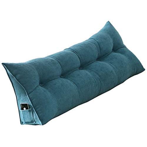 Triangular wedge Bed backrest pillow,Large big Washable Bedside back cushions,Three-dimensional Headboard cushion,Solid color Tatami Reading backrest cushion-Blue 80x50x20cm