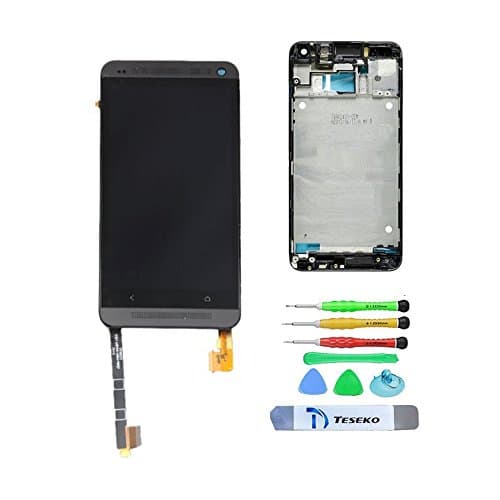 Teseko New Assembly full LCD Display + Touch Screen Digitizer With frame For HTC One 801 M7 With Free DIY Tools---Black