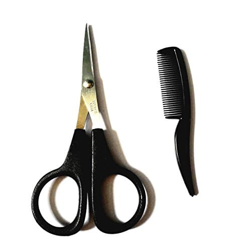 Beard & Mustache Scissors for Men with Mini Comb Eyebrow Trimmer (1 pack)