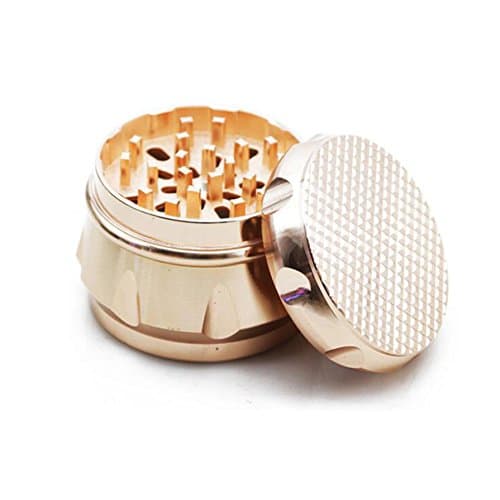 Bunaca Spice Herb Grinder Drum Shape and Fashionable Grid Pattern Heavy Duty Zinc Alloy Large 2.5 Inches Spice Tobacco Grinders 4 Piece with Pollen Catcher
