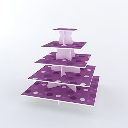 The Smart Baker 5 Tier Square Cupcake Tower Reusable Fabric Liner- Pop of Plum