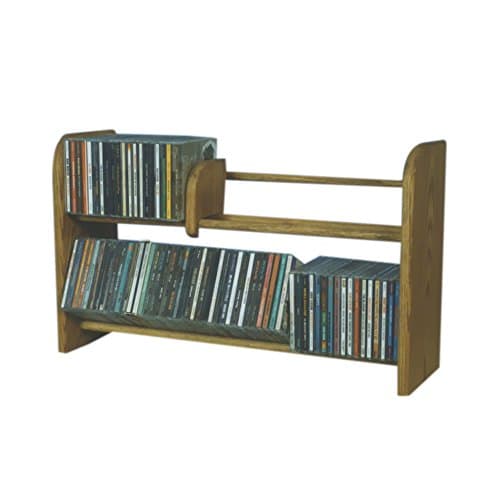 Cdracks Media Furniture Solid Oak 2 Row Dowel CD Rack Capacity 110 CD's Honey Finish