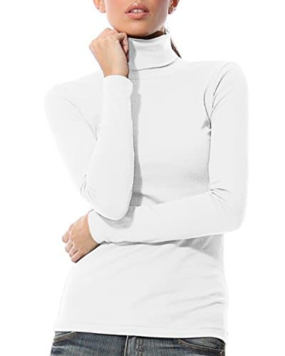 Women's Basic Long Sleeve Turtleneck T-Shirt Solid Casual Slim Cotton Top