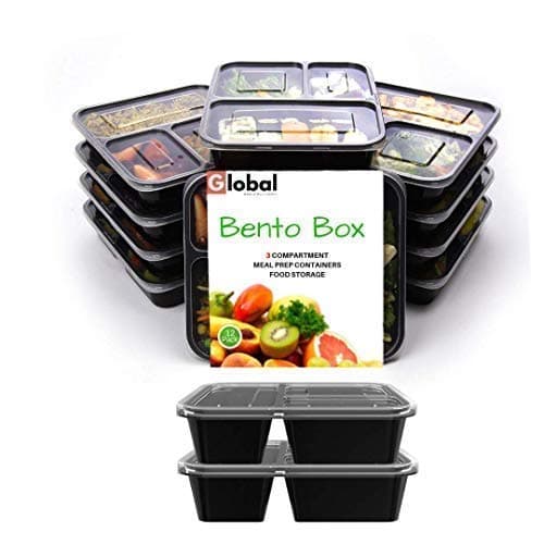 Gwmultiservi 3 Compartment Meal Prep Containers with Lids (12-Pack) 36 oz. Food Storage, Portion Control Bento Boxes | Stackable, Reusable, BPA Free | Microwave, Dishwasher, Freezer Safe