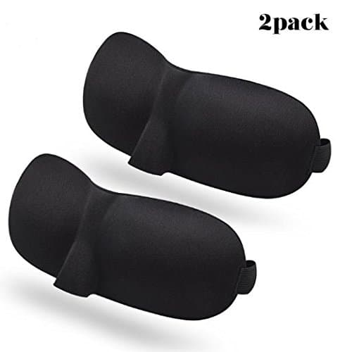 LNE New 2 Pack 3D Super-soft Eye Mask Sleeping Mask with Ear Plugs and Contoured Shape, Perfect Fit, Lightweight, Silky Softness,Comfortable Sleep Guaranteed black
