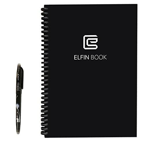 Elfinbook Smart Notebook Reusable Wirebound Notebook Innovation Notebook by NetEra (Black B5 Size)