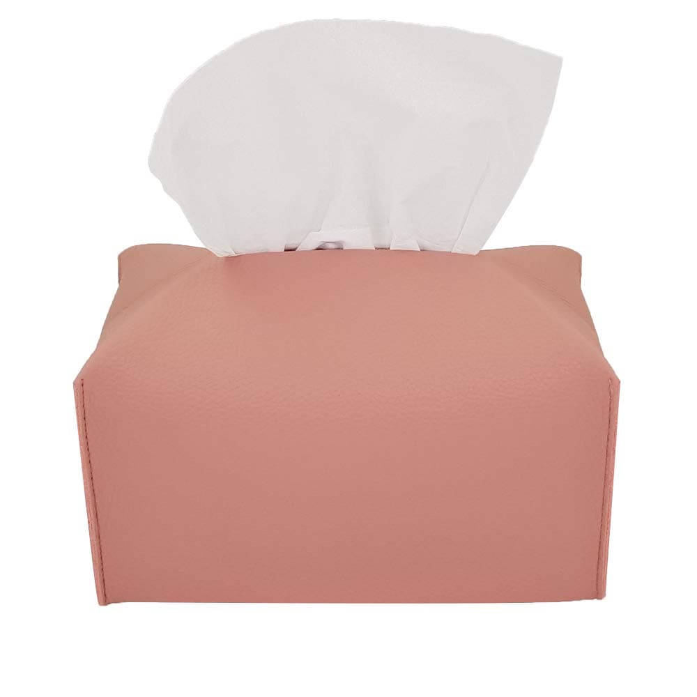 CLAIRLA - Premium Tissue Box Leather Covers, Square Tissue Dispenser Box Cover for Toilet Box Holder, Rectangular Paper dispensor Covers for car (Rose Pink)