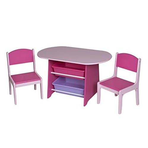 Gift Mark Childrens Two 2 Plastic Bins Table and Chairs, Pink/Purple