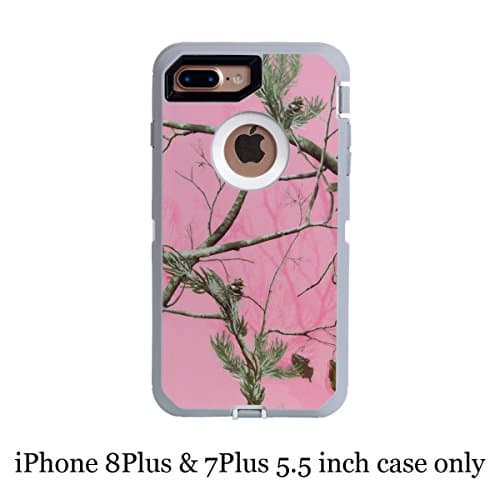 Chanroy-- iPhone 8Plus & 7Plus (5.5"" Version) Heavy Duty Shockproof Dirtproof Defender Case Cover with Built-in Screen Protector (Pink tree)