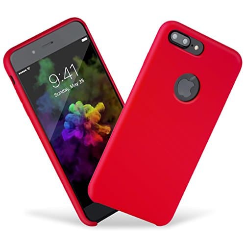 Epeolatry iPhone 7 Plus Case iPhone 8 Case Plus Liquid Silicone Rubber iPhone 7 plus with Provide Shock Resistance,Anti-slip, Soft Microfiber Cloth Cushion(5.5 inches) (Red)