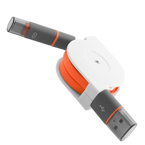 Mimgo Store Micro USB Retractable Cable High Speed 3ft Type C & Micro Charging Cable for LG G5 Oneplus2 Android (Orange)
